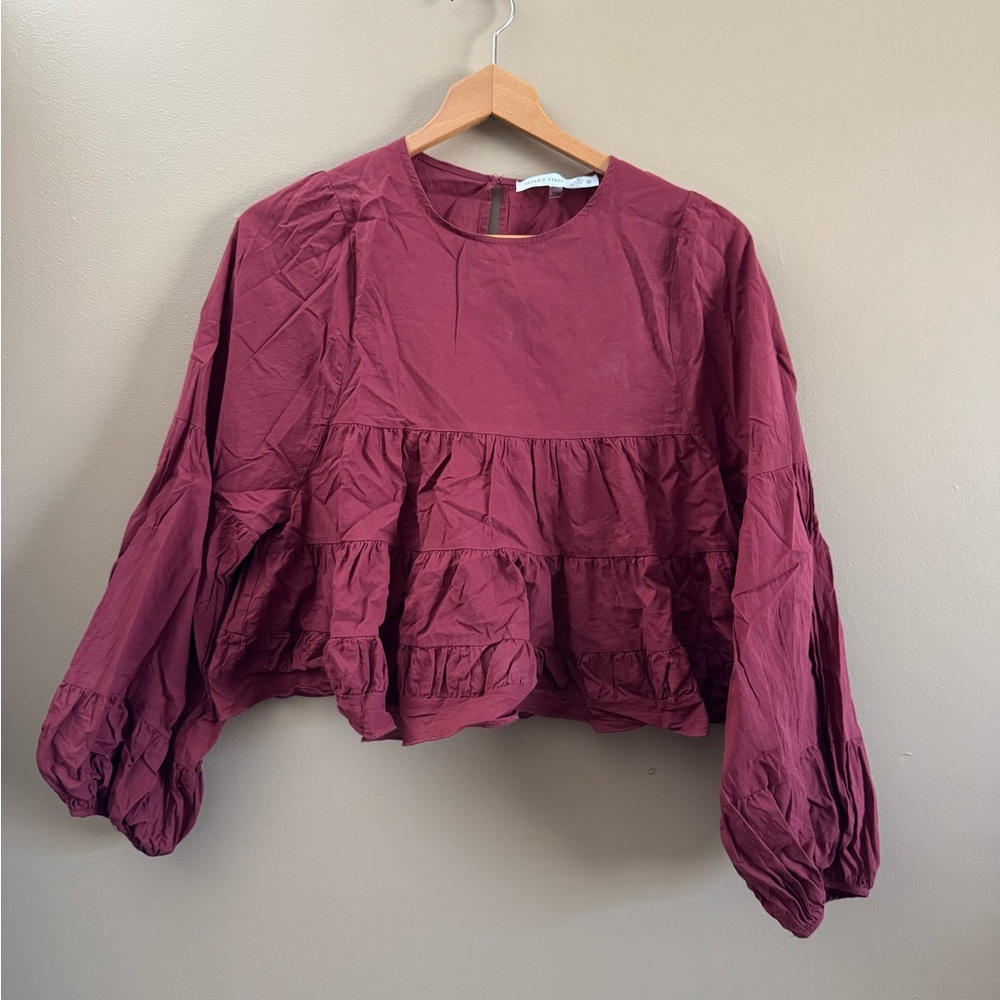 Altar'd State Plum Ruffle Blouse
